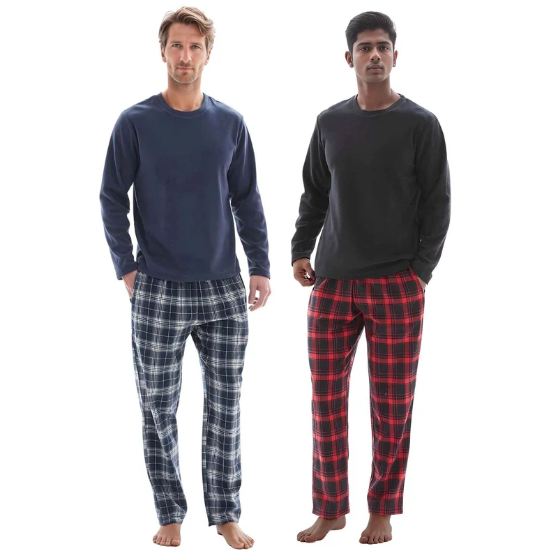 Herren-Fleece-Loungewear-Set mit kuscheliger karierter Baumwollhose