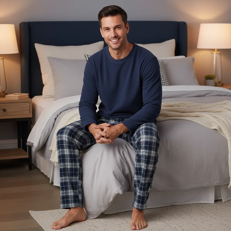 Thermopyjama-Set für Herren mit Baumwollhose, erhältlich in den Größen M-XXL