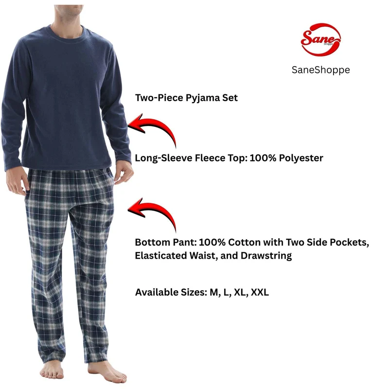 Thermopyjama-Set für Herren mit Baumwollhose, erhältlich in den Größen M-XXL