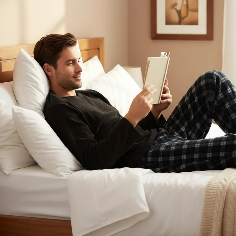 Herren-Fleece-Pyjama-Set – Schwarze Loungewear mit langen Ärmeln