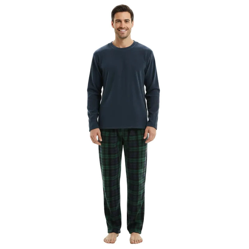 Grüne Fleece-Pyjama-Sets mit langen Ärmeln für ultimativen Komfort und Stil