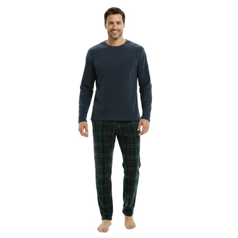 Grüne Fleece-Pyjama-Sets mit langen Ärmeln für ultimativen Komfort und Stil