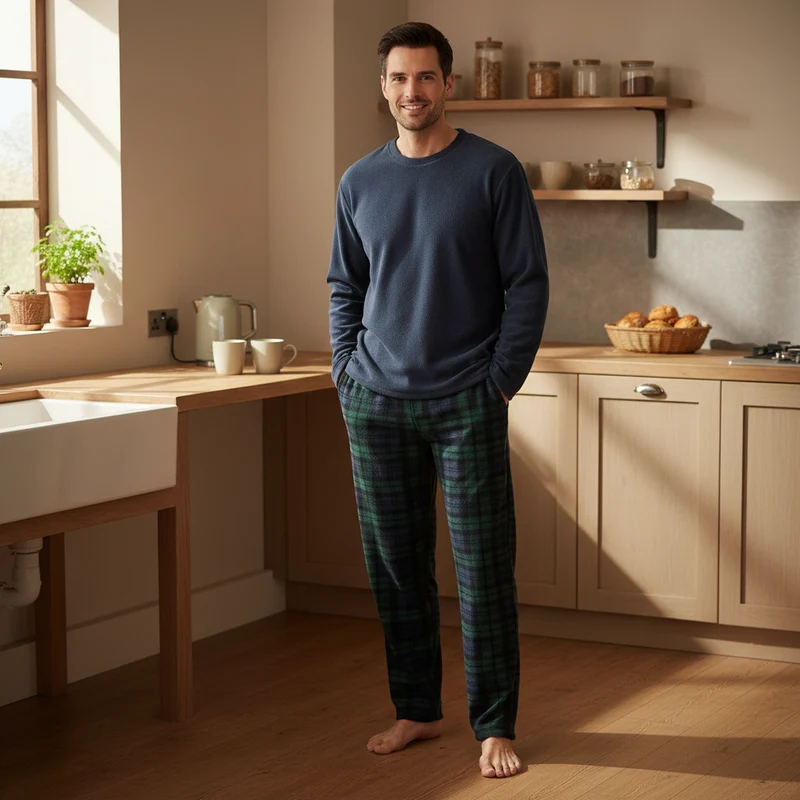 Grüne Fleece-Pyjama-Sets mit langen Ärmeln für ultimativen Komfort und Stil