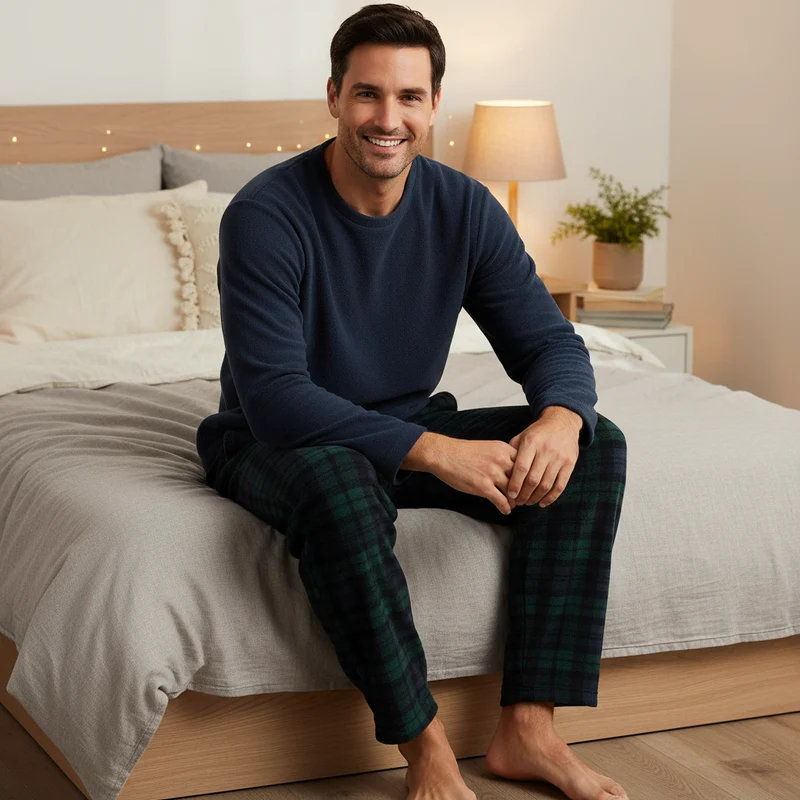 Grüne Fleece-Pyjama-Sets mit langen Ärmeln für ultimativen Komfort und Stil