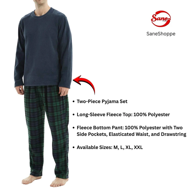 Grüne Fleece-Pyjama-Sets mit langen Ärmeln für ultimativen Komfort und Stil