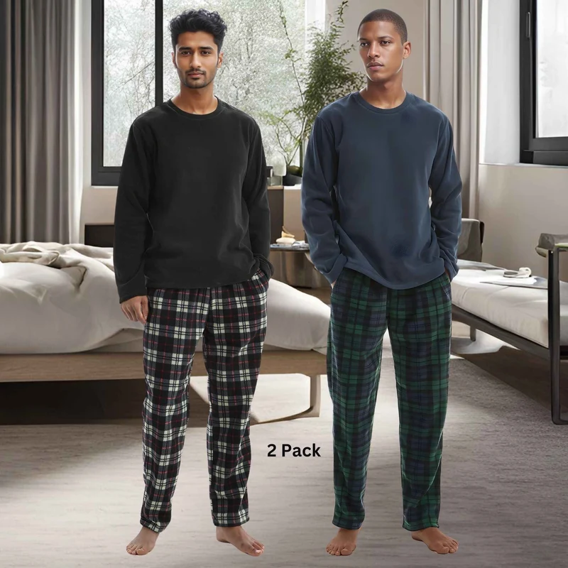 Grüne Fleece-Pyjama-Sets mit langen Ärmeln für ultimativen Komfort und Stil