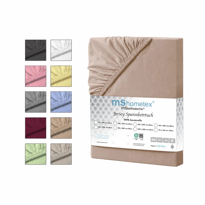 100% Baumwolle Jersey Spanbetttuch - Sand