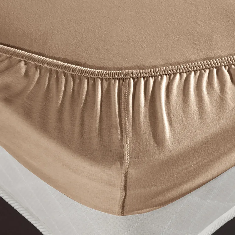 100% Baumwolle Jersey Spanbetttuch - Sand