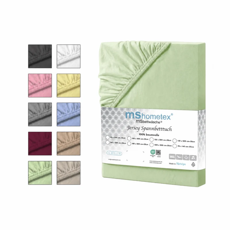 100% Baumwolle Jersey Spanbetttuch - Grün