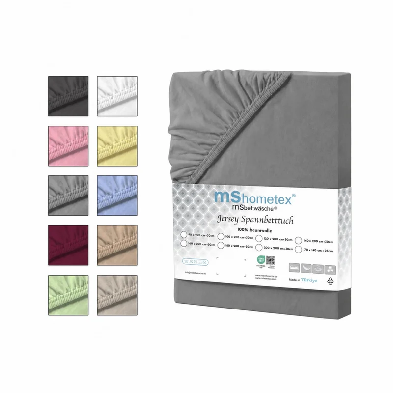 100% Baumwolle Jersey Spanbetttuch - Grau
