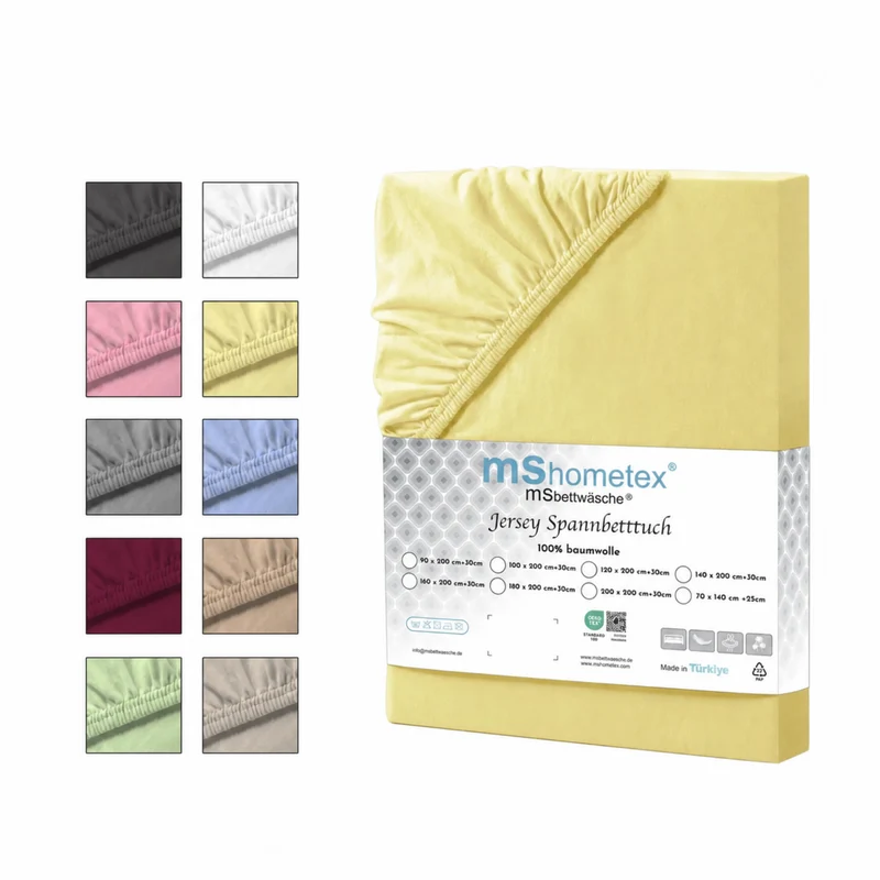 100% Baumwolle Jersey Spanbetttuch - Gelb