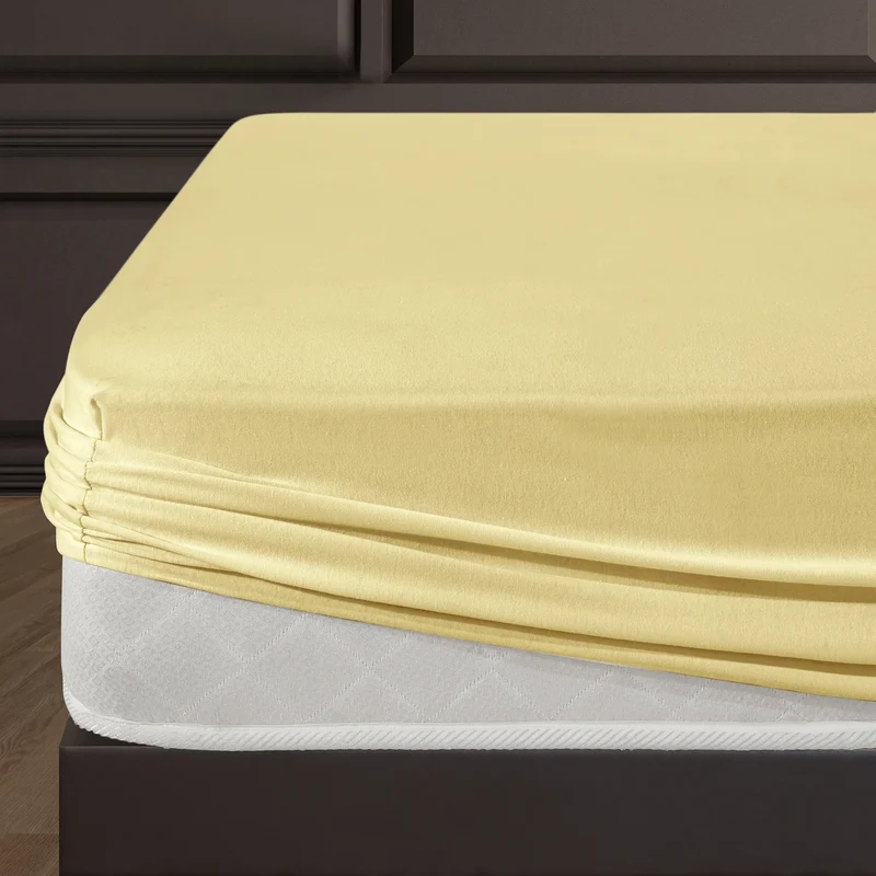 100% Baumwolle Jersey Spanbetttuch - Gelb