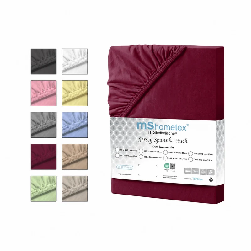 100% Baumwolle Jersey Spanbetttuch - Bordeaux