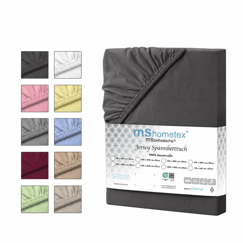 100% Baumwolle Jersey Spanbetttuch - Anthrazit