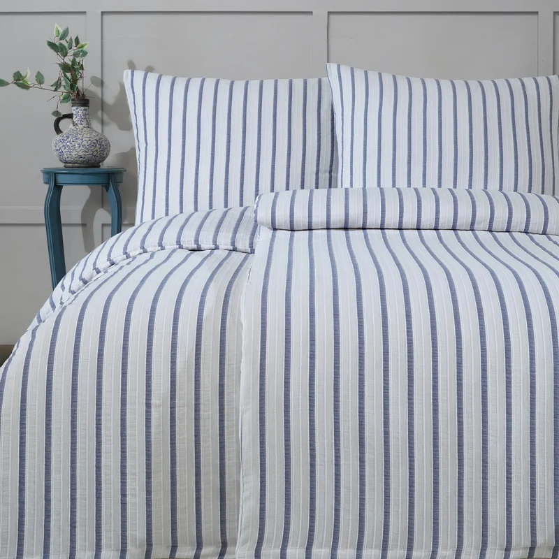 100% Baumwolle Natural Bettwäsche Vintage - Blau