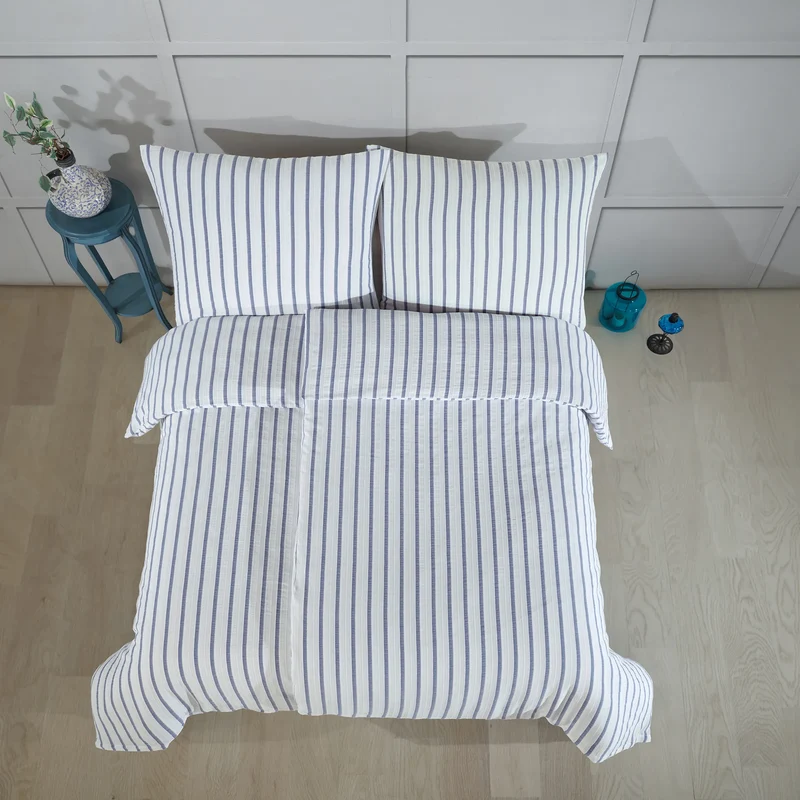 100% Baumwolle Natural Bettwäsche Vintage - Blau