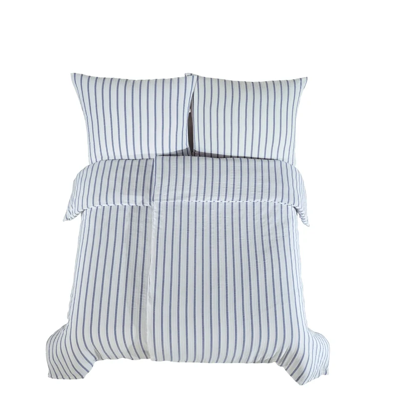 100% Baumwolle Natural Bettwäsche Vintage - Blau