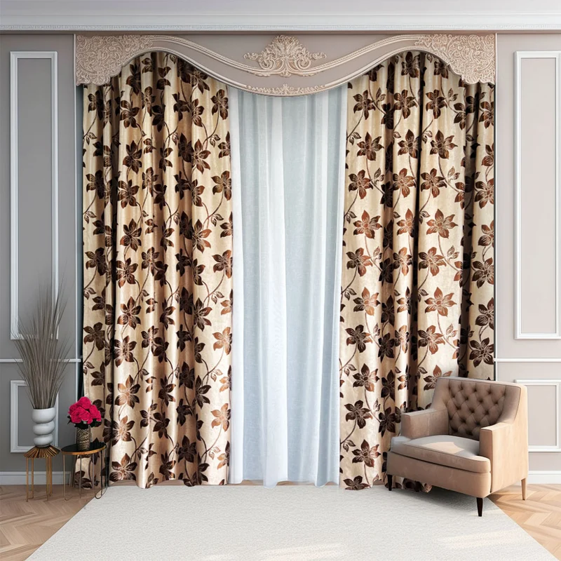 Taft-Satin-Vorhang Beige-Braun 70 % Verdunkelung – mit Kräuselband (1 Stück)