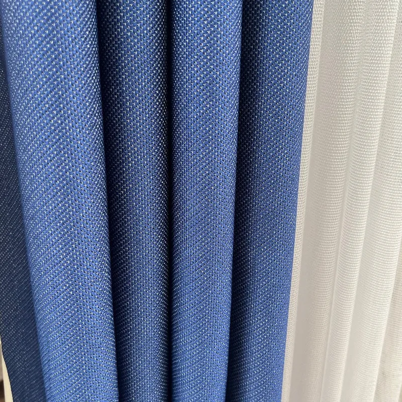 Luxuriöser Leinenvorhang 70% Verdunkelung Blau – mit Kräuselband (1 Stück)
