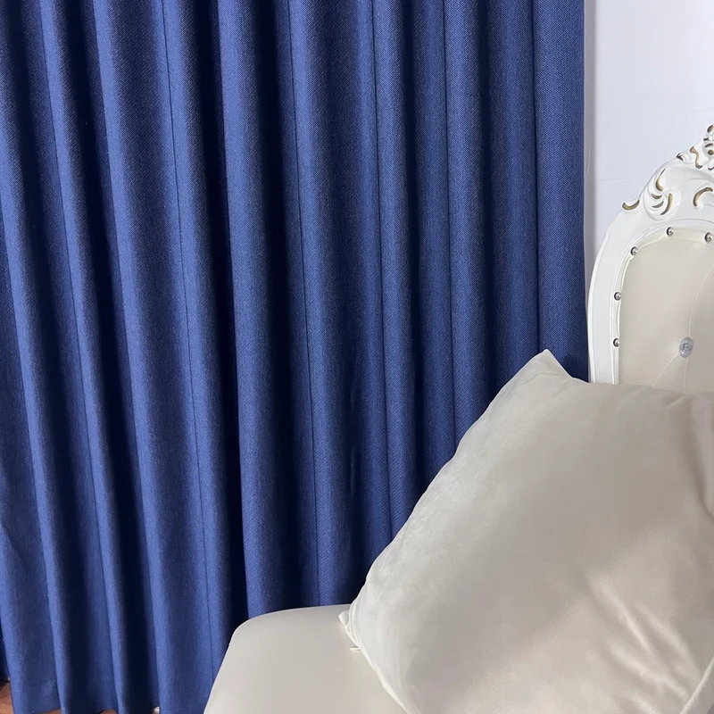 Luxuriöser Leinenvorhang 70% Verdunkelung Blau – mit Kräuselband (1 Stück)