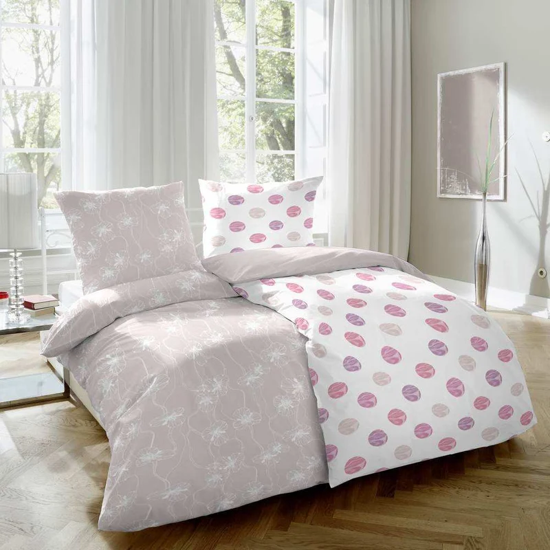 Hahn Seersucker Bettwäsche Blumenmuster Muster Beige