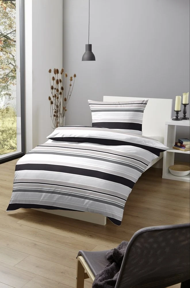 Hahn Baumwoll Premium Seersucker Gestreift Türkis Braun Grau