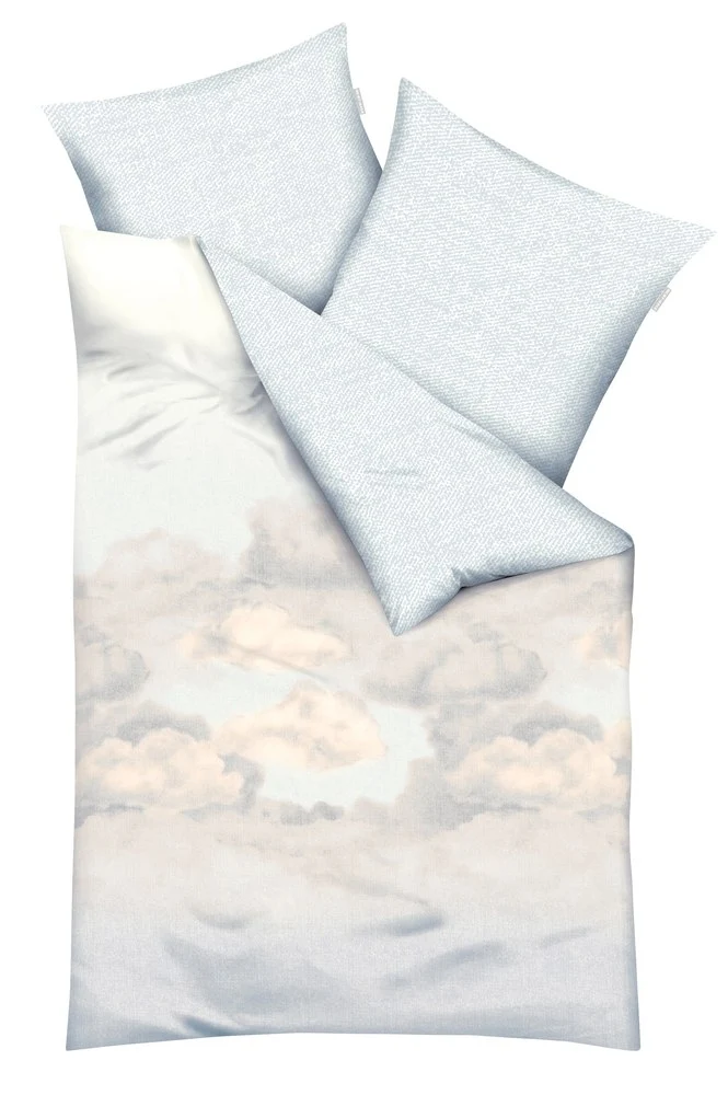 Kaeppel Mako Satin Bettwäsche Wolken Stein Lila Clouds