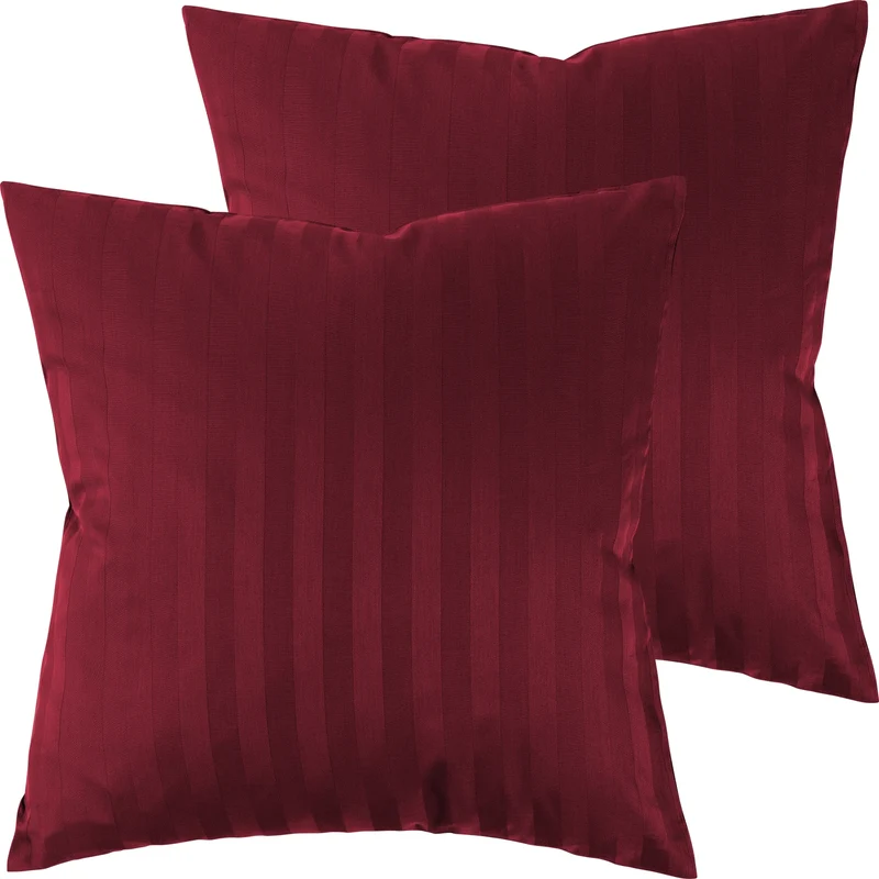 Mako Satin Kissenbezug Damast Streifen - Pure Label - Anthrazit - 40x40cm