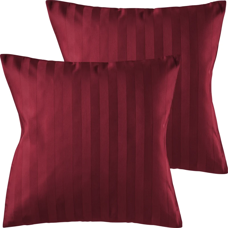 Mako Satin Kissenbezug Damast Streifen - Pure Label - Anthrazit - 40x40cm