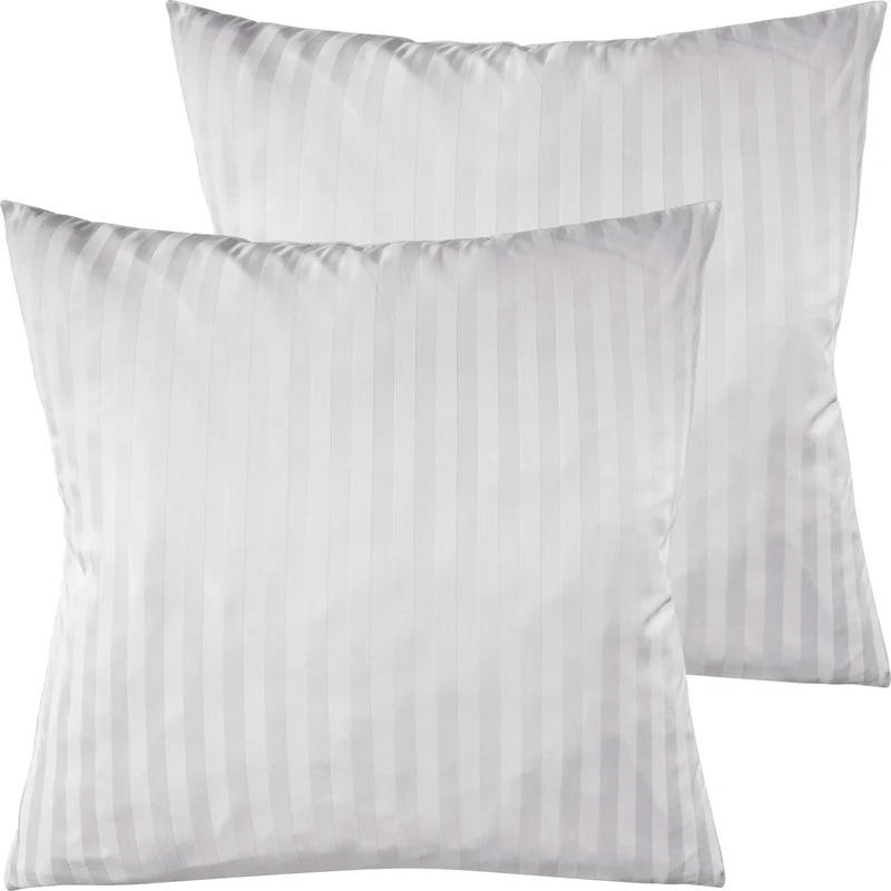 Mako Satin Kissenbezug Damast Streifen - Pure Label - Anthrazit - 40x40cm