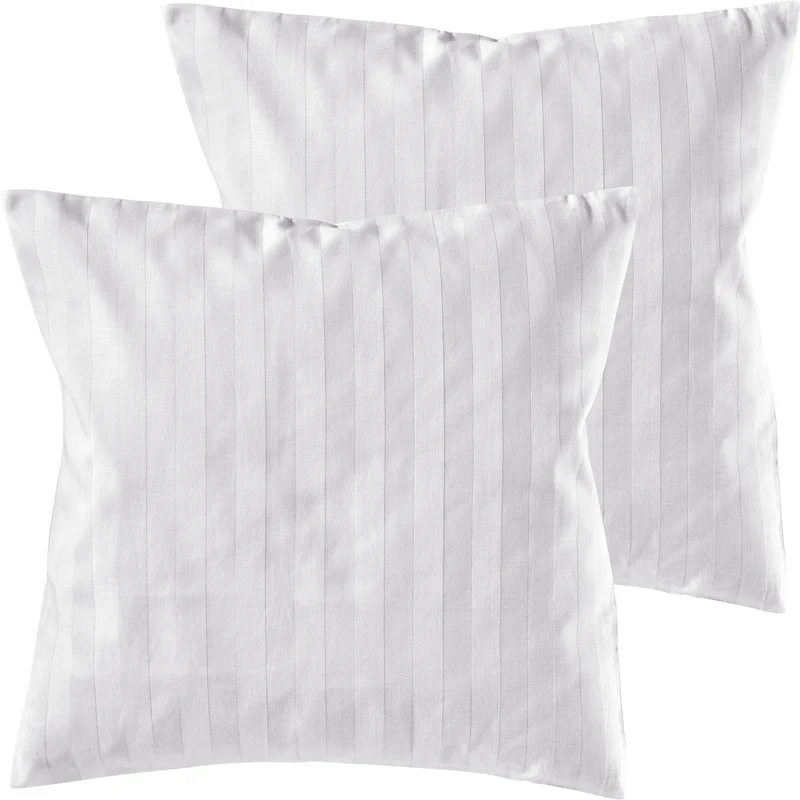 Mako Satin Kissenbezug Damast Streifen - Pure Label - Anthrazit - 40x40cm