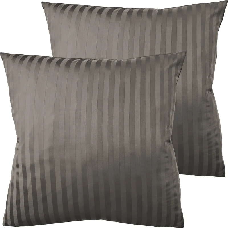 Mako Satin Kissenbezug Damast Streifen - Pure Label - Anthrazit - 40x40cm