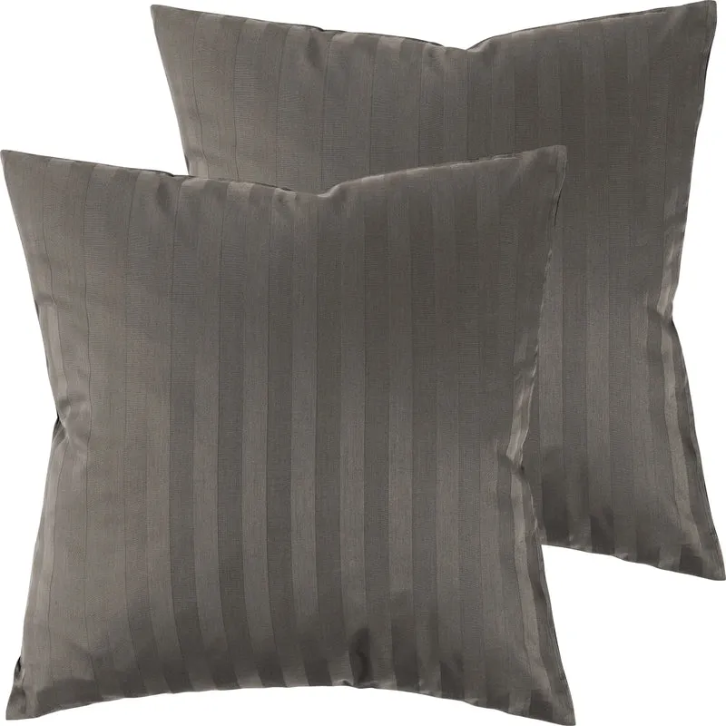Mako Satin Kissenbezug Damast Streifen - Pure Label - Anthrazit - 40x40cm