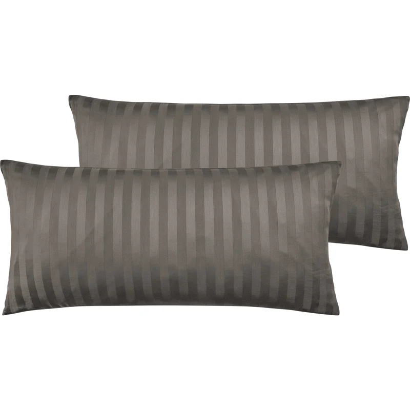 Mako Satin Kissenbezug Damast Streifen - Pure Label - Anthrazit - 40x40cm