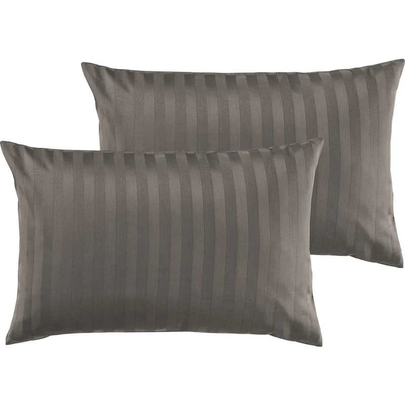 Mako Satin Kissenbezug Damast Streifen - Pure Label - Anthrazit - 40x40cm