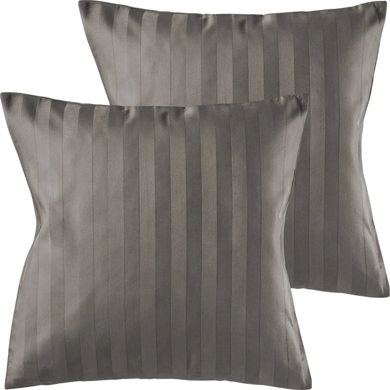 Mako Satin Kissenbezug Damast Streifen - Pure Label - Anthrazit - 40x40cm