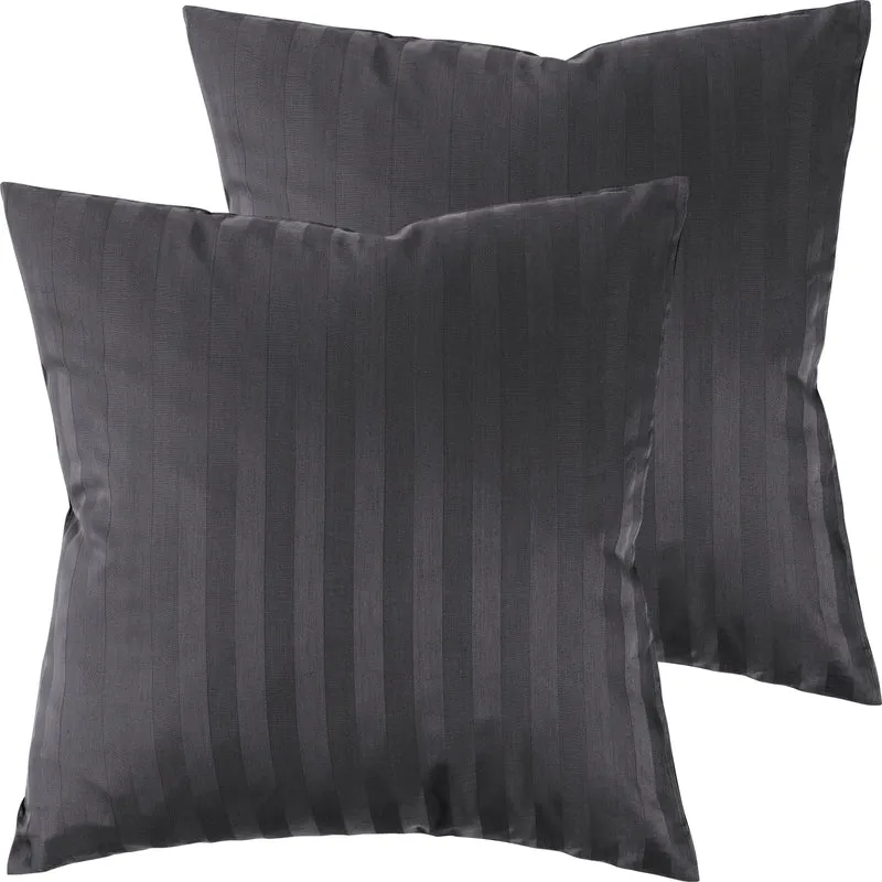 Mako Satin Kissenbezug Damast Streifen - Pure Label - Anthrazit - 40x40cm