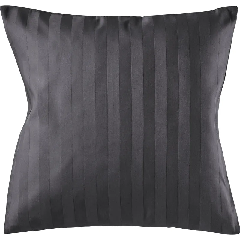 Mako Satin Kissenbezug Damast Streifen - Pure Label - Anthrazit - 40x40cm