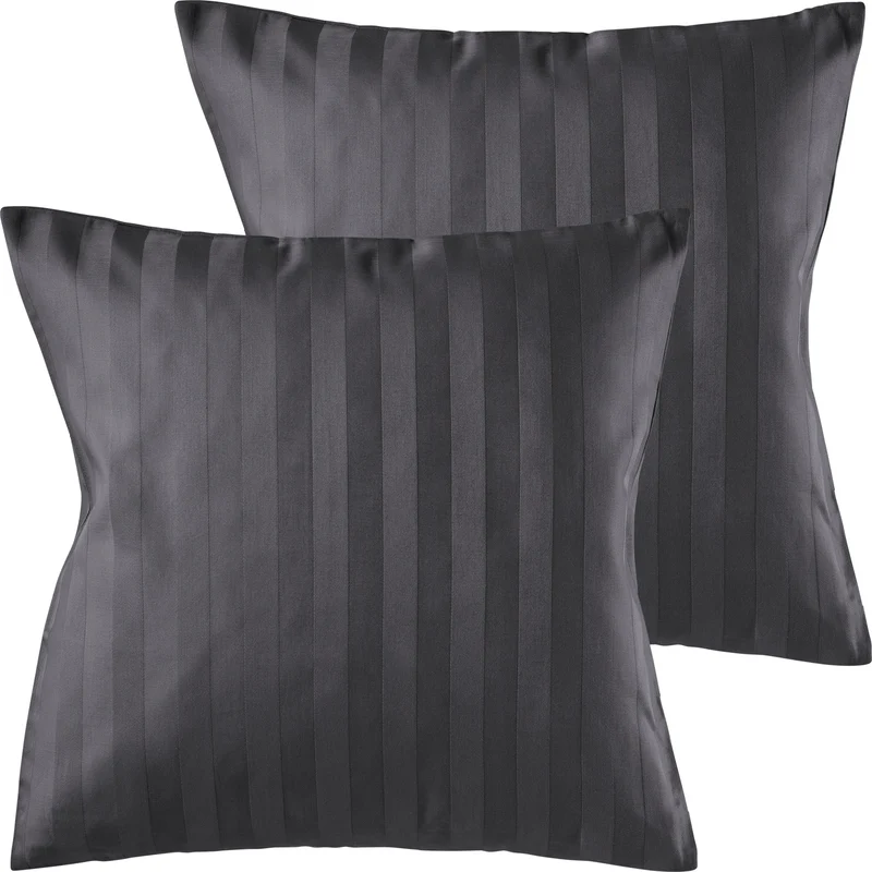 Mako Satin Kissenbezug Damast Streifen - Pure Label - Anthrazit - 40x40cm