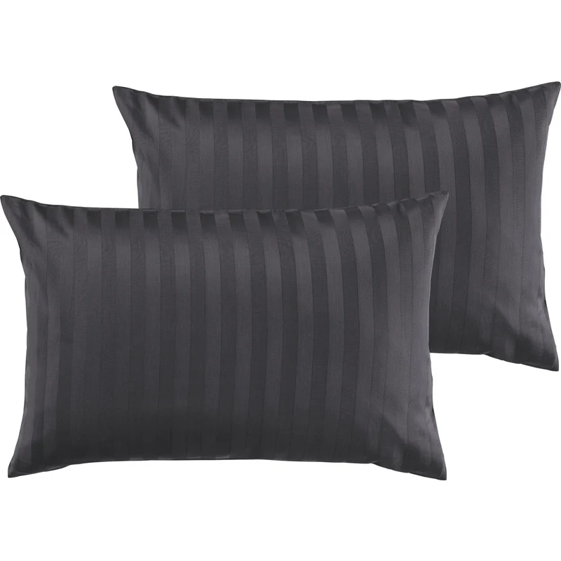 Mako Satin Kissenbezug Damast Streifen - Pure Label - Anthrazit - 40x40cm