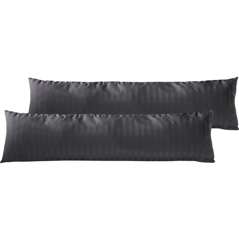 Mako Satin Kissenbezug Damast Streifen - Pure Label - Anthrazit - 40x40cm