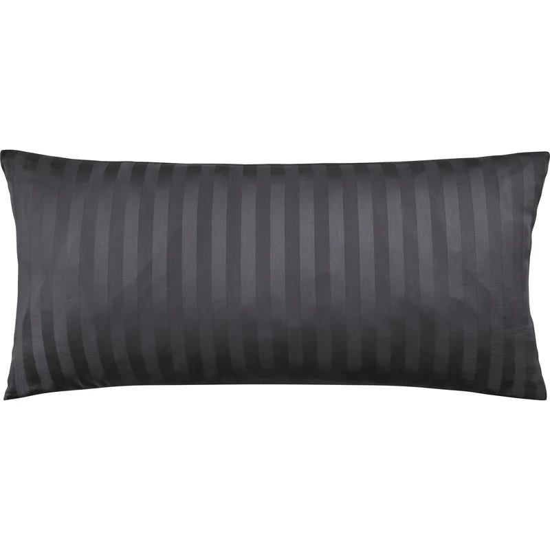 Mako Satin Kissenbezug Damast Streifen - Pure Label - Anthrazit - 40x40cm