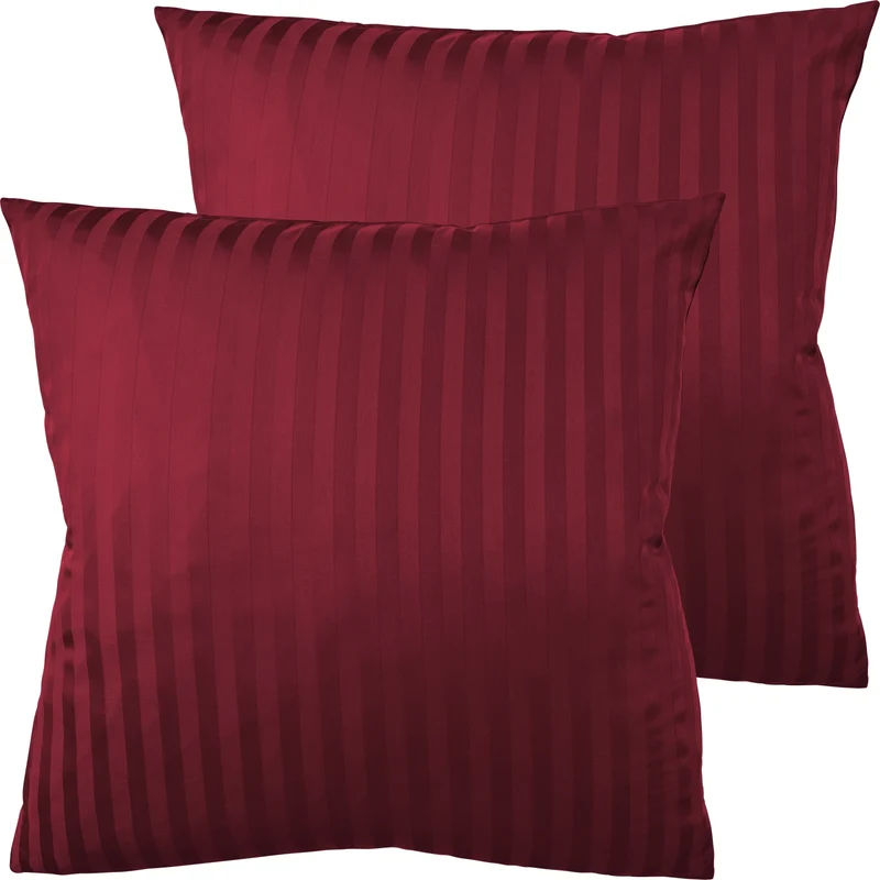 Mako Satin Kissenbezug Damast Streifen - Pure Label - Anthrazit - 40x40cm