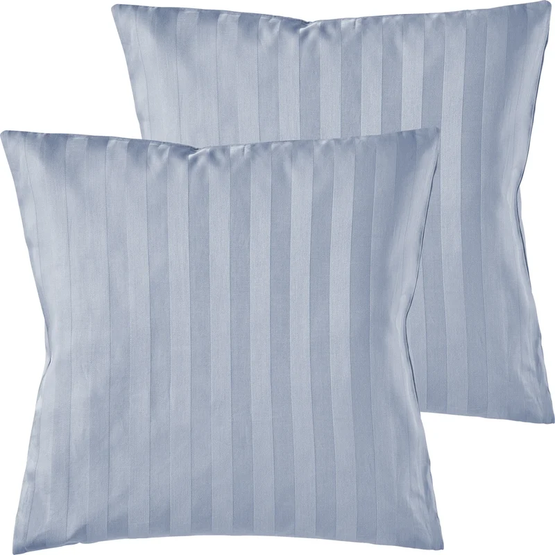 Mako Satin Kissenbezug Damast Streifen - Pure Label - Anthrazit - 40x40cm