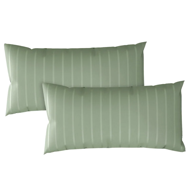 Kissenbezug Mako Satin mit Streifen - Grün - 2x40x80