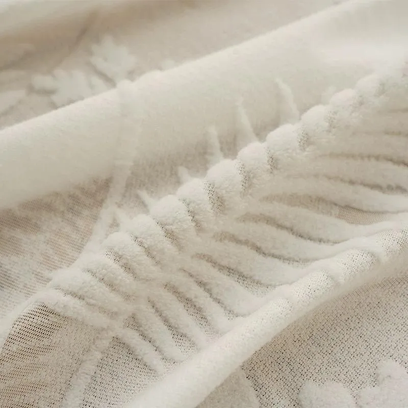 Hochwertiger Vorhang mit 3D-Samtmuster Elfenbein – mit Kräuselband (1 Stück)
