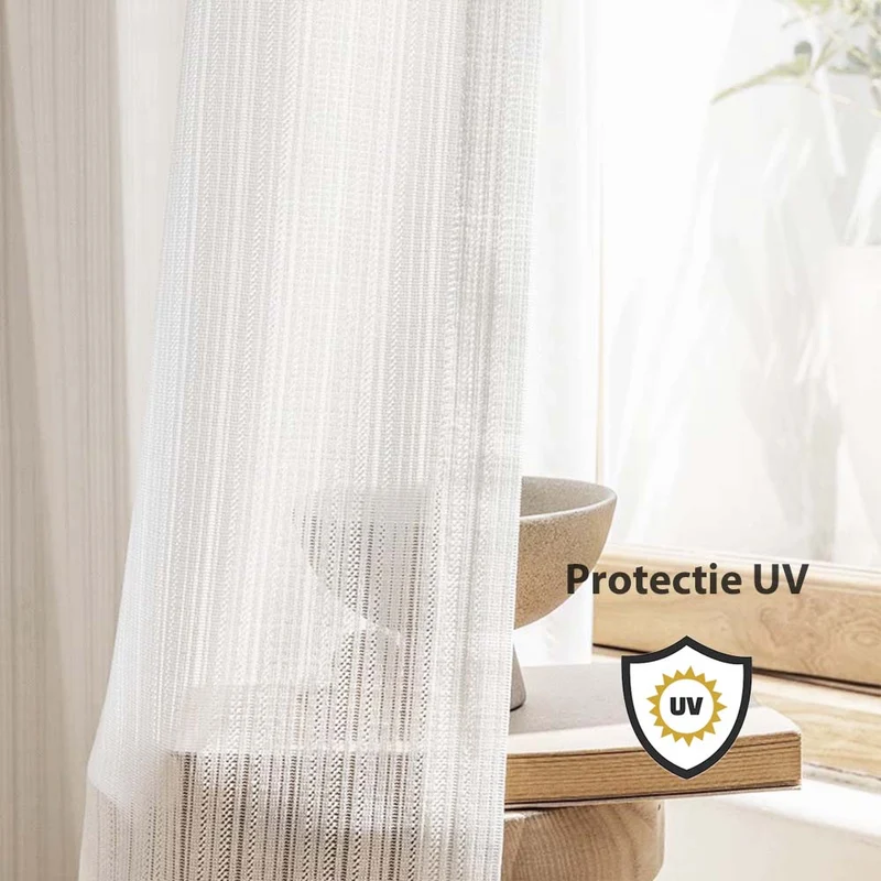 Gardinen mit UV-Schutz Elfenbein – mit Kräuselband (1 Stück)