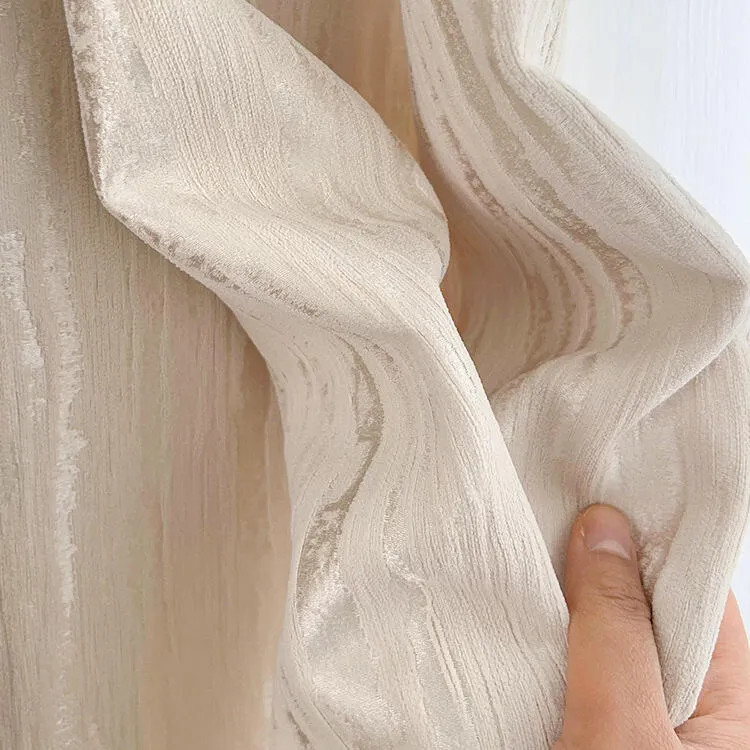 Moderner Vorhang Pearl Chenille 80% Verdunkelung Creme – mit Kräuselband (1 Stück)