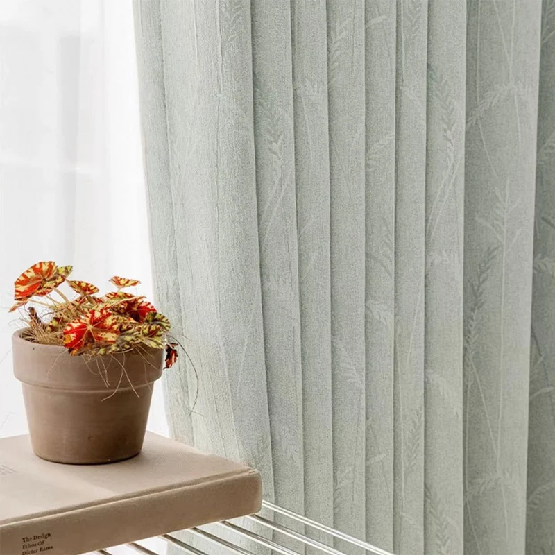 Vorhang Creamy Velvet floral Blumen Muster 95% Verdunkelung Olive – mit Kräuselband (1 Stück)