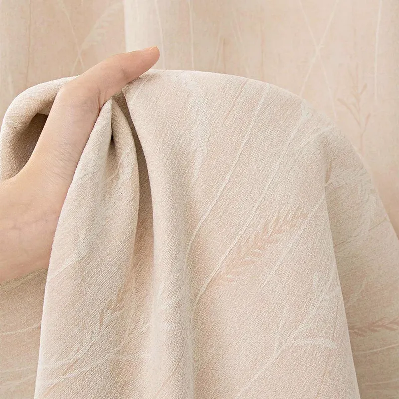 Vorhang Creamy Velvet floral Blumen Muster 95% Verdunkelung Hellrosa – mit Kräuselband (1 Stück)